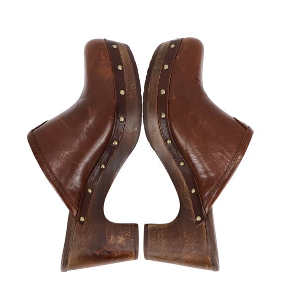 UGG Women's Abbie UGG Leather Clogs Brown Size US 6 EU 37 - Picture 11 of 12